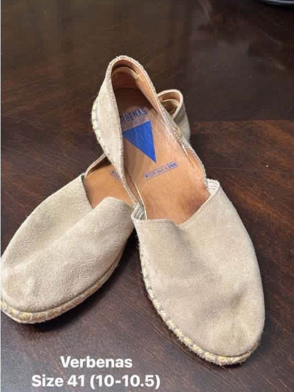 Verbenas Beige Suede Espadrille Flats size 41 guc